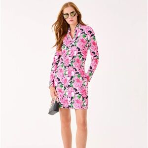 Lilly Pulitzer Onyx Party All The Time Luxletic Love Active Long Sleeve Dress- S